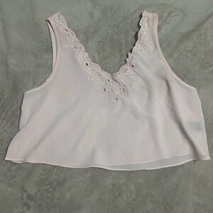 Light Blush Embroidered V-Neck Cropped Tank